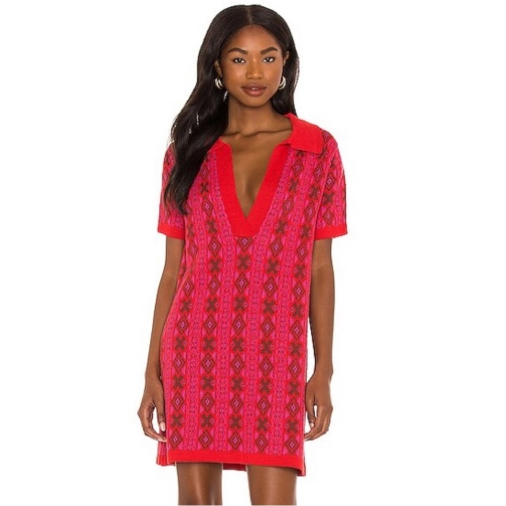 Knit pink mini dress